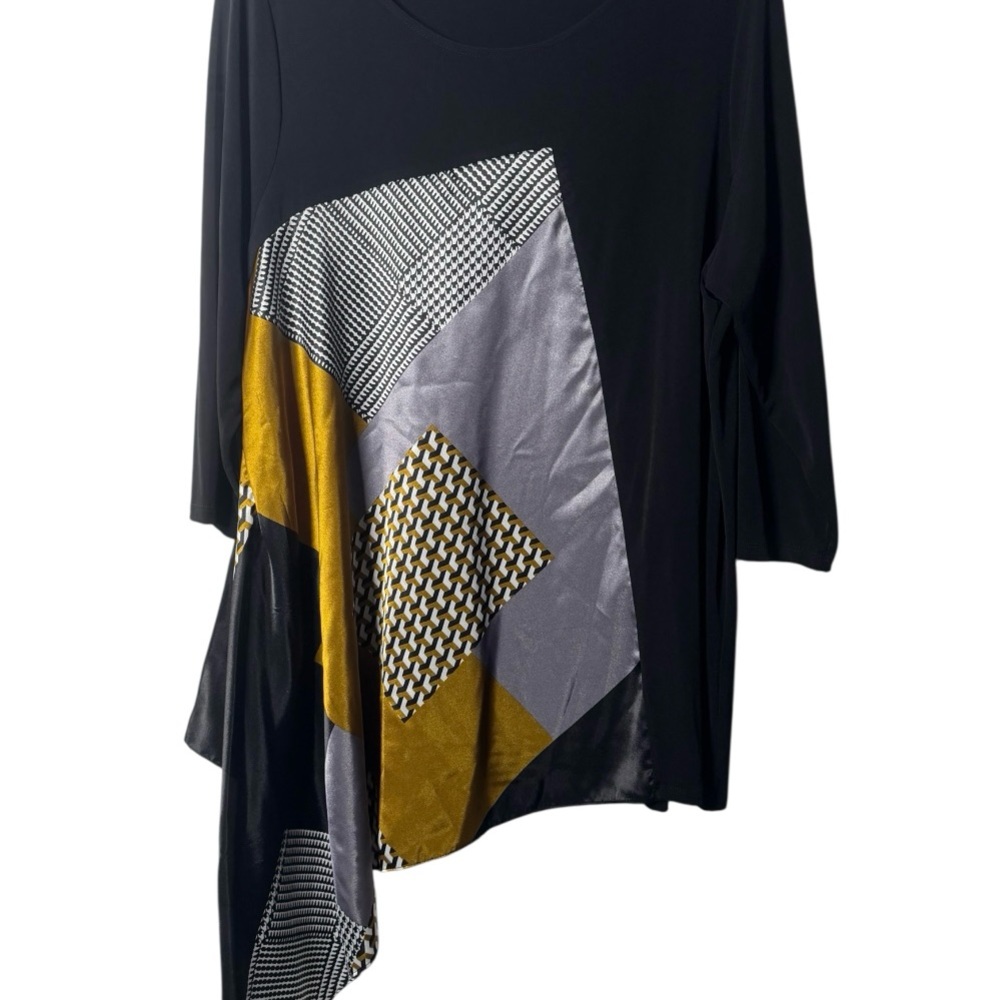 Alfani Black and Yellow Geometric Blouse